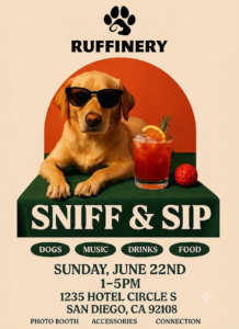 San Diego's dog lovers social club Ruffinery's sniff and sip event